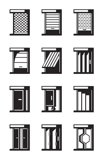 Portes coulissantes, escamotables et rabattables — Image vectorielle