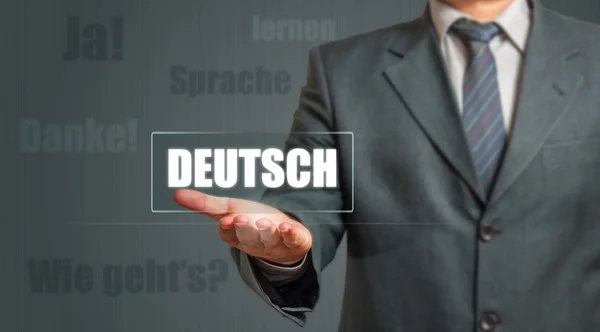 Business man Presenting German Language Icon