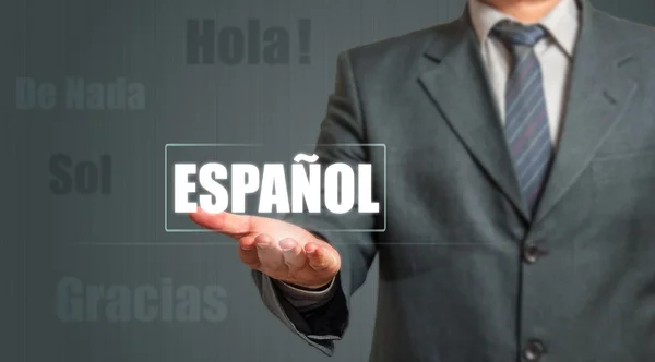 Business man Presenting Spanish Language Icon