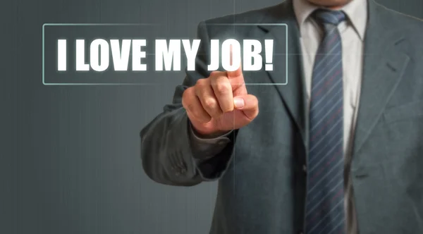 Man Presenting Sign "I love My Job" — Stock Photo, Image