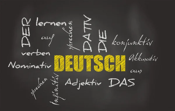 Yazı tahtası üzerinde kelime "Almanca" ile — Stok fotoğraf