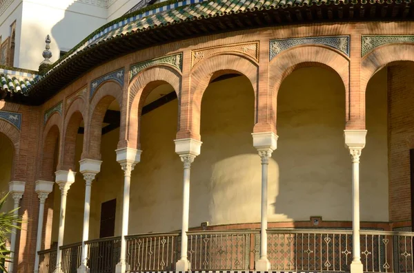 Arches Mudejar Arkitektur Paviljong Parken Sevilla Andalusien Spanien — Stockfoto