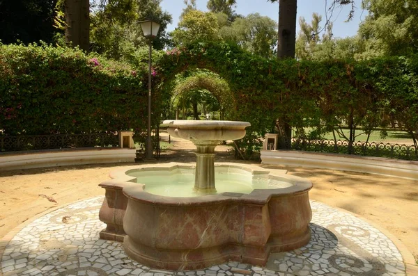 Brunnen Pavillon Park Sevilla Andalusien Spanien — Stockfoto
