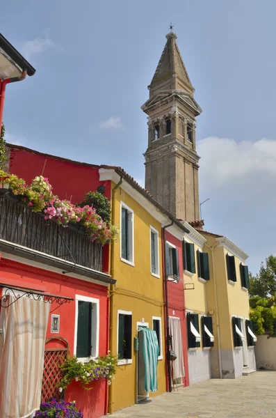 Tower and color houses — Stock Photo, Image