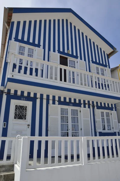 Blue coloured stripes house — Stock Photo, Image