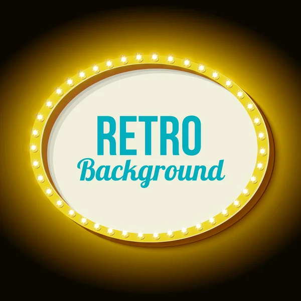 Retro frame circle with neon lights — Stock Vector