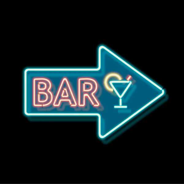 Vintage neon sign with an indication of the bar — Stock Vector