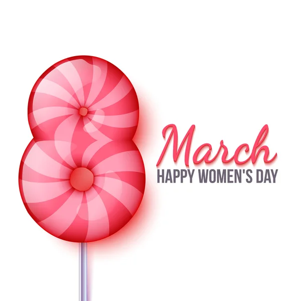 Día Internacional de la Mujer. 8 de marzo. Piruleta ocho — Vector de stock