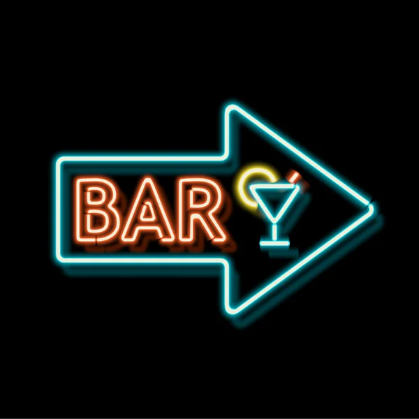 Vintage neon sign with an indication of the bar — Stock Vector