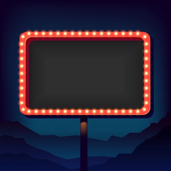 Panneau publicitaire vintage avec lumières. Rétro 3d signe . — Image vectorielle