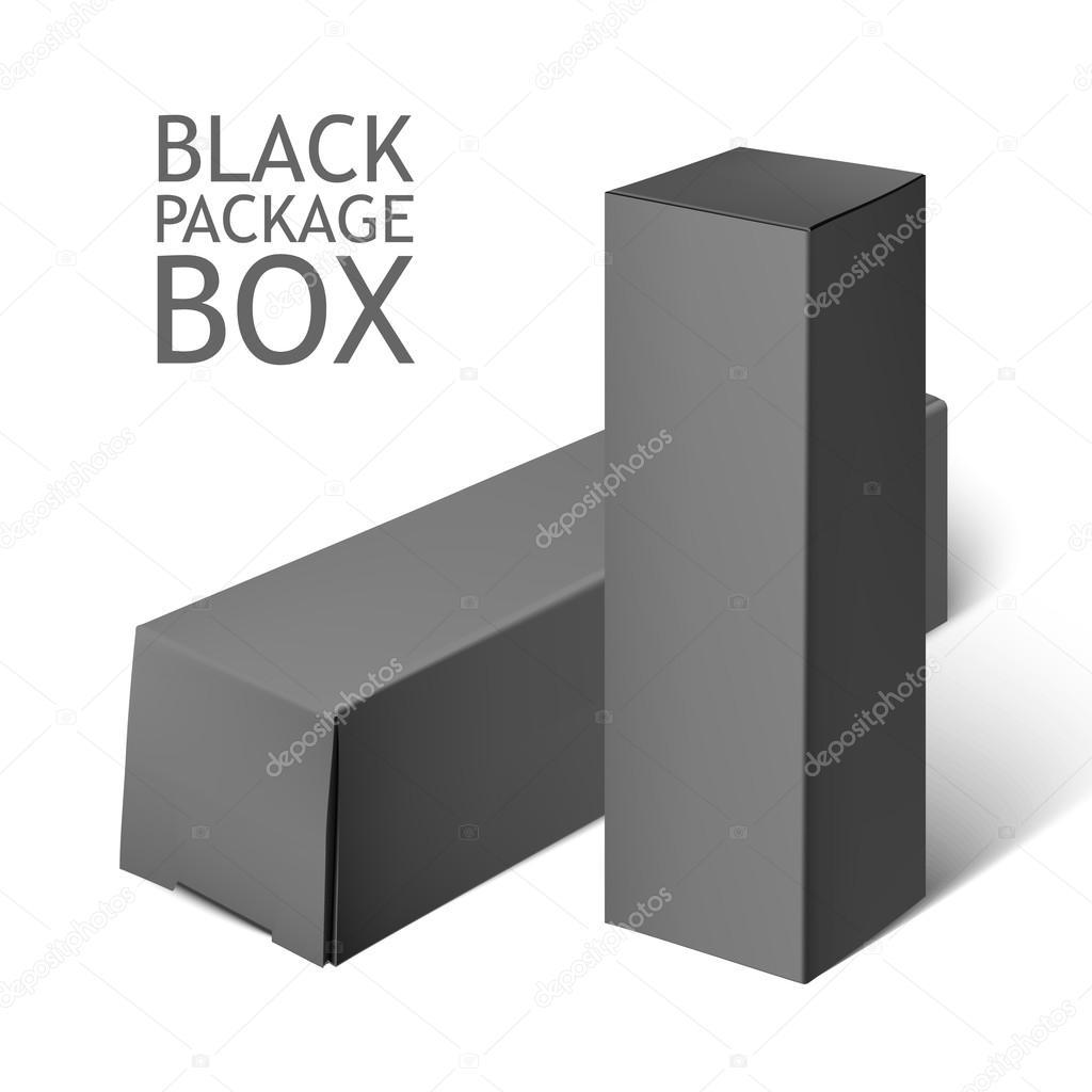 Set Of Black Package Box Mockup Template Vector Image By C Sabelskaya Vector Stock