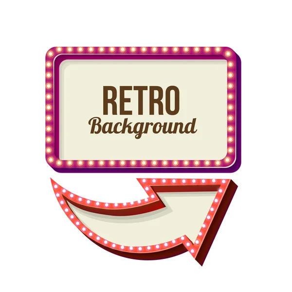 Night retro sign with lights — Stock Vector