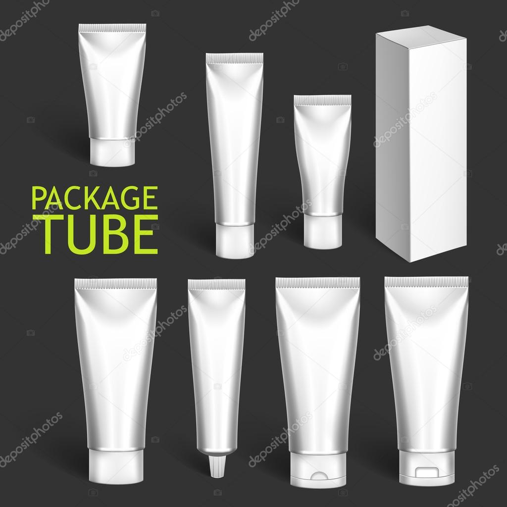 Blank Cosmetics Packages, Set Tube Template