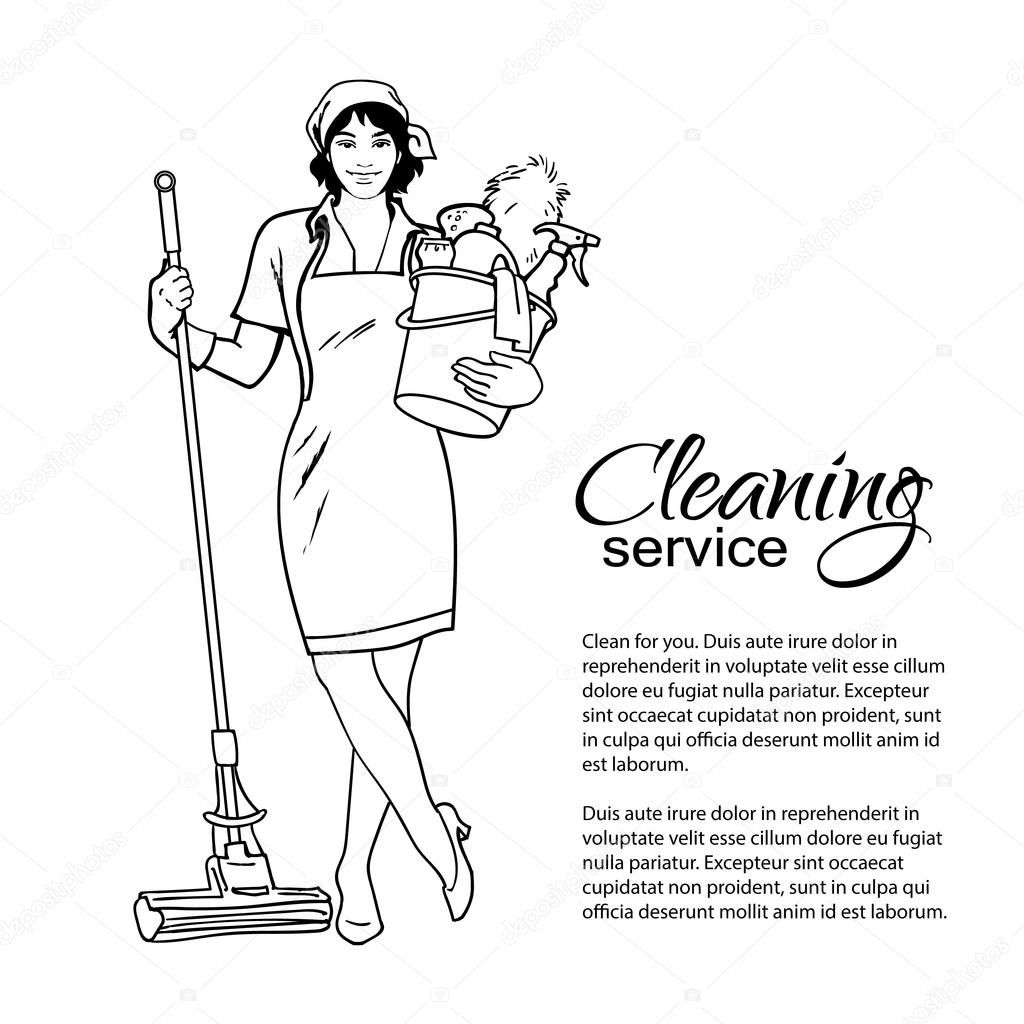 Woman in uniform. Cleaning services.