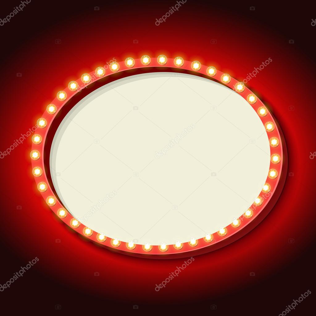 Retro frame circle with neon lights