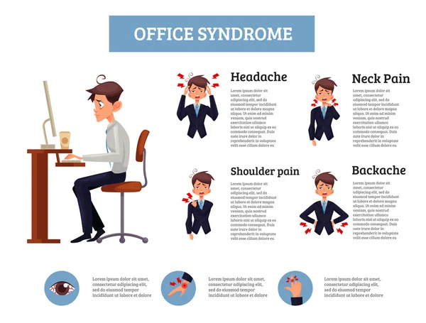 Concepto de síndrome de oficina en hombres — Archivo Imágenes Vectoriales