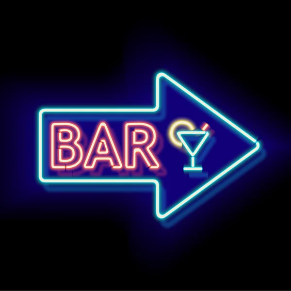Vintage neon sign with an indication of the bar — Stock Photo, Image
