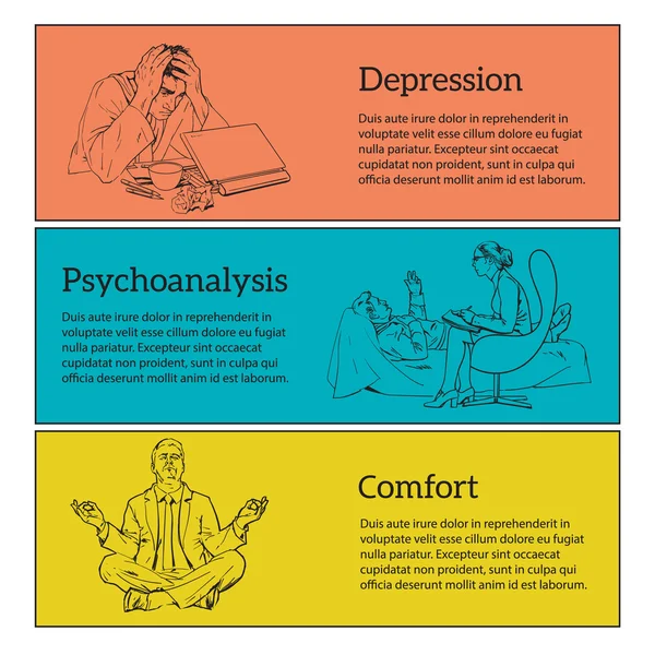 Kavram psikoterapi üç resimler — Stok Vektör