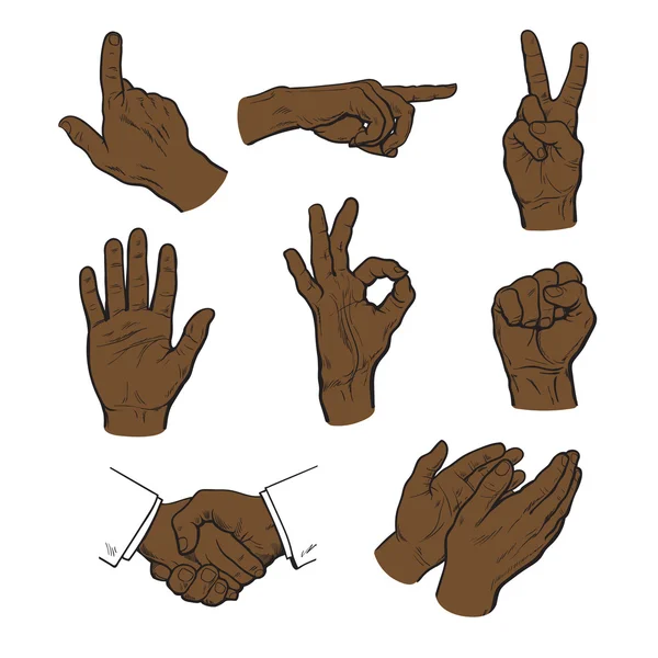 Mãos ao ar. Um conjunto de mãos e dedos . — Fotografia de Stock