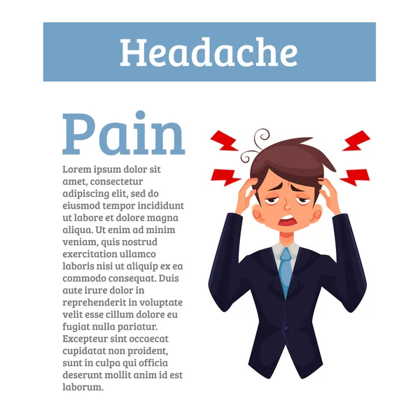 Concetto mal di testa in una persona con informazioni — Vettoriale Stock