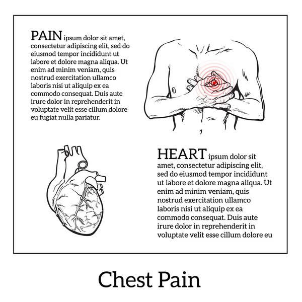 Dolor en el corazón de un hombre — Vector de stock