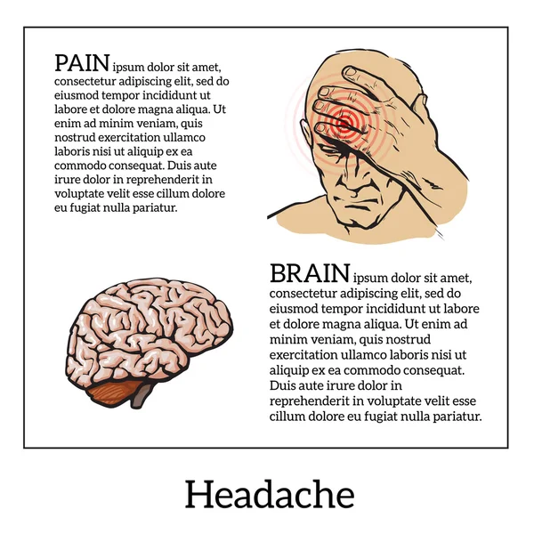 Концепція головного болю, ескізна ілюстрація — стоковий вектор
