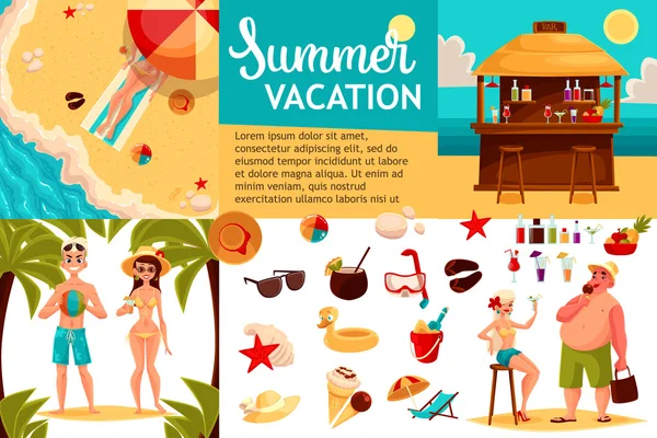 Iconos de viaje, Infografía con elementos de vacaciones — Archivo Imágenes Vectoriales