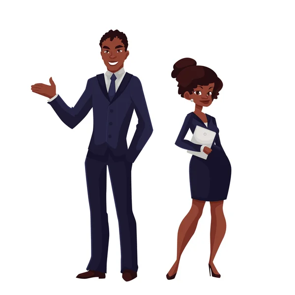 Negro hombre de negocios y una mujer — Archivo Imágenes Vectoriales