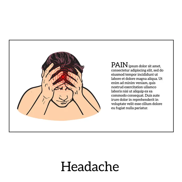 Концепция головной боли, набросок иллюстрации — стоковый вектор