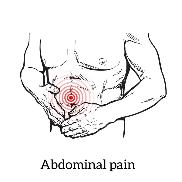 Concepto de problemas de salud, enfermedad de estómago — Vector de stock