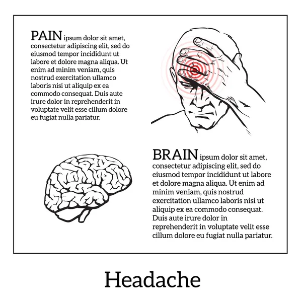 Concept headache, sketch illustration — Stock Vector