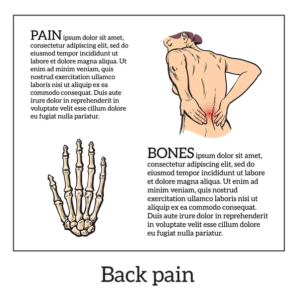 Low back pain in women, black and white sketch — Stock Illustration Low back pain in women, black and white sketch Royalty Free Stock Vectors