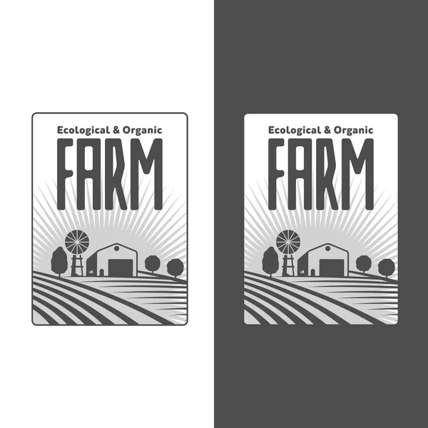 Farmers with fields badges — Stock Vector