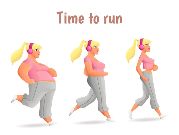 Different body types of women, women run — Stock Photo, Image