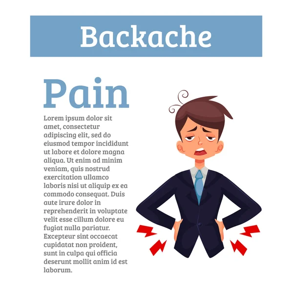 Low back pain in men, black and color cartoon — Stock Image Low back pain in men, black and color cartoon Stock Picture