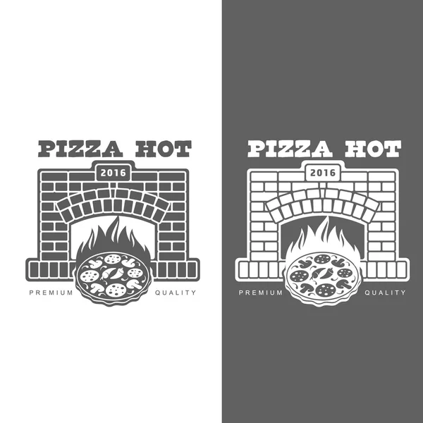 Set of monochrome pizza logos — Stock Vector