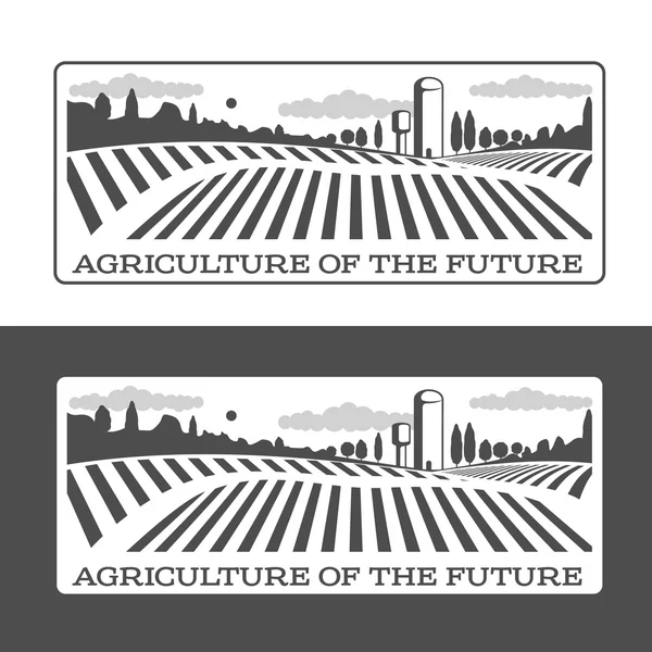 Agricoltori con distintivi di campi — Vettoriale Stock