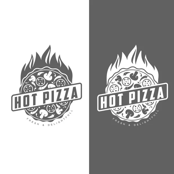 Set of monochrome pizza logos — Stock Vector