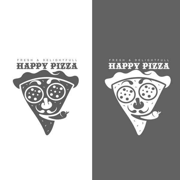 Set of monochrome pizza logos — Stock Vector