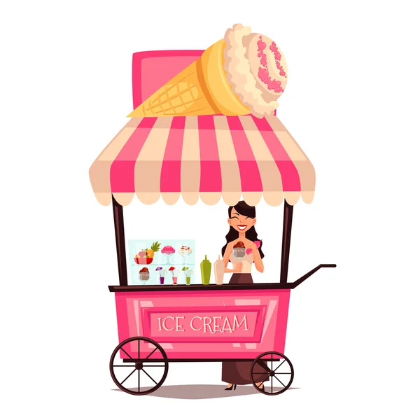 Venditore ambulante mobile con gelato — Vettoriale Stock