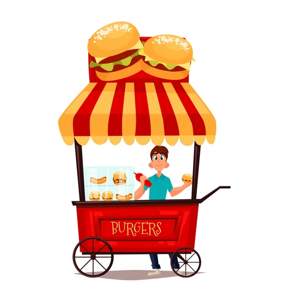 Mobile retro shop with burgers — ストック写真