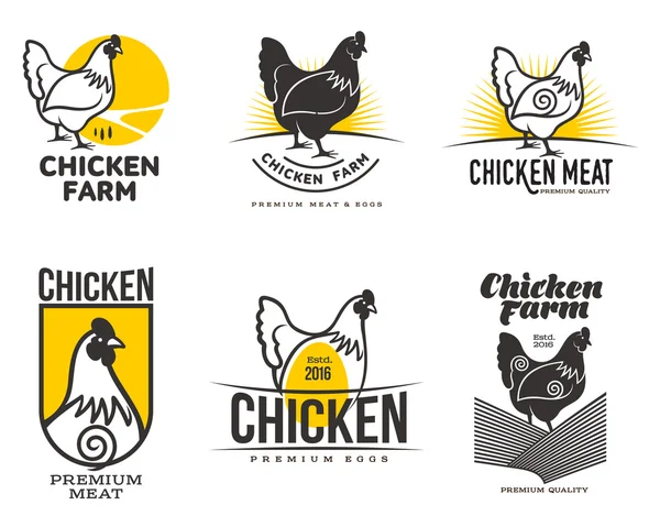 Set of logos with chicken — Stock Vector