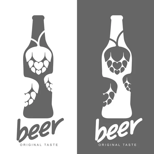 Conjunto de logos de cerveza, etiquetas grises simples — Vector de stock