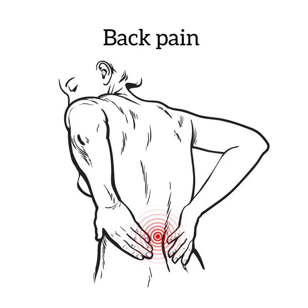 Low back pain in women, black and white sketch — Stock Photo, Image