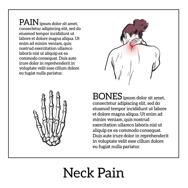 Dolor en el cuello de un hombre — Vector de stock