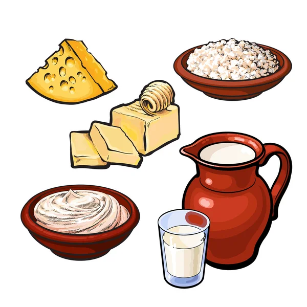 Set of dairy products — Stock Vector