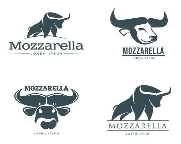 水牛のモッツァレッラチーズとロゴを設定します。 — ストックベクタ
