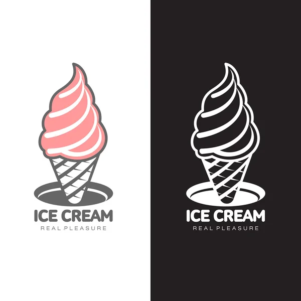 Pink ice cream logo — Stock Vector