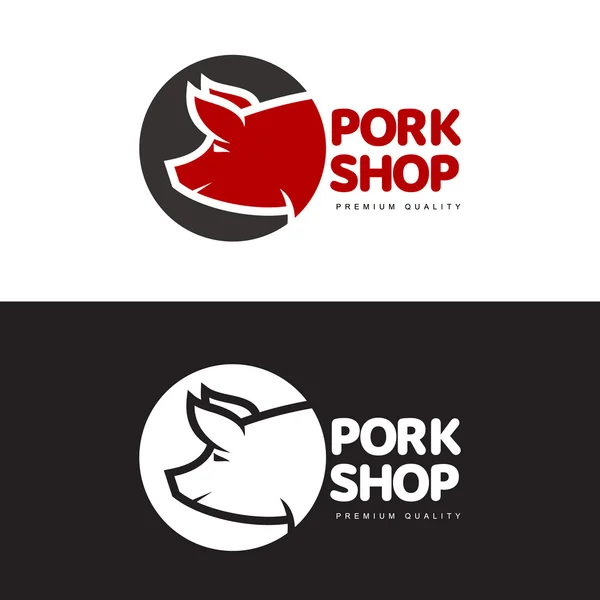 Juego de logotipos con un cerdo — Vector de stock