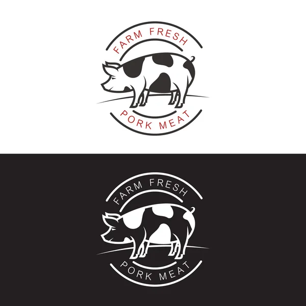 Juego de logotipos con un cerdo — Vector de stock